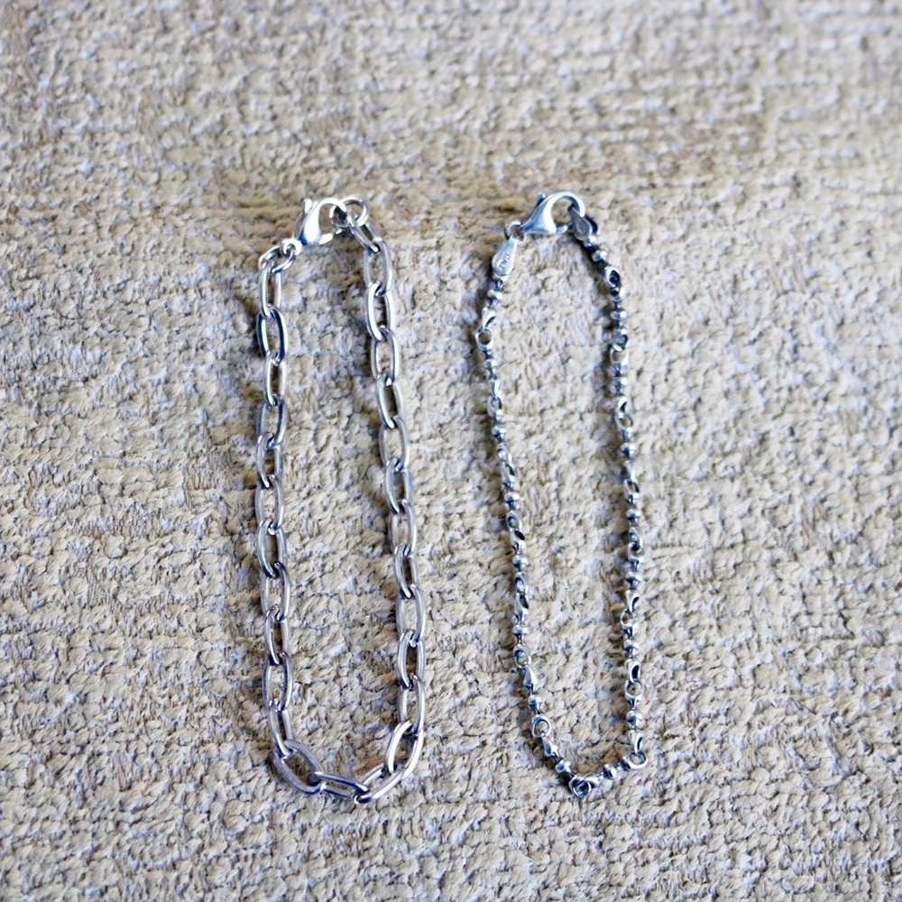 Two 7.5" Silver Chain Link Bracelets